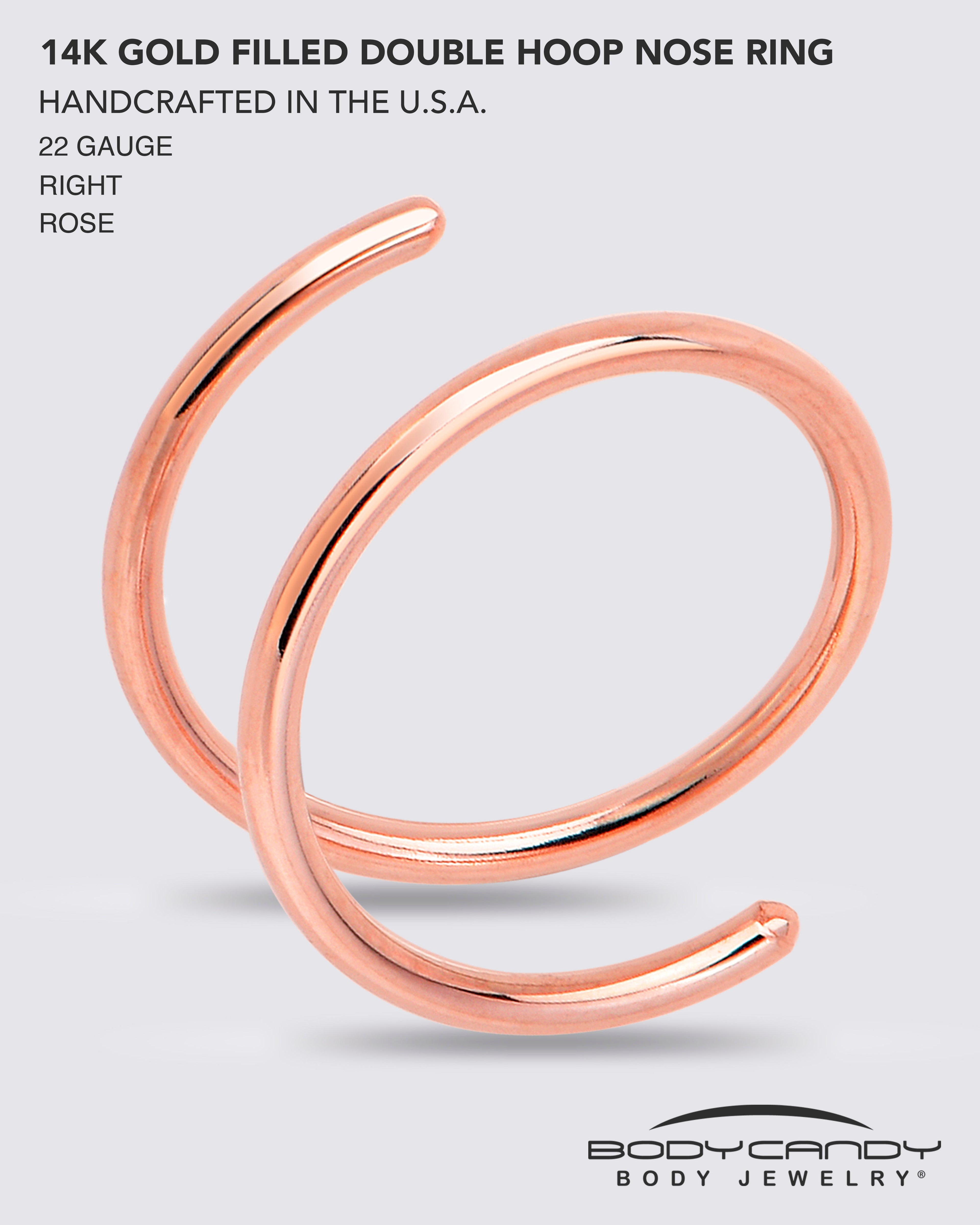 Double Hoop Nose 14k Rose Gold Filled Spiral Nose Ring