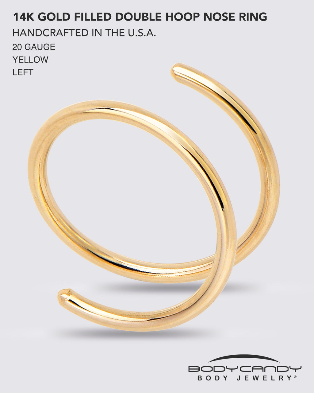 3Pack Double Hoop Nose 14k Gold Filled and 925 Silver Spiral Nose Rings 20G 8mm Right