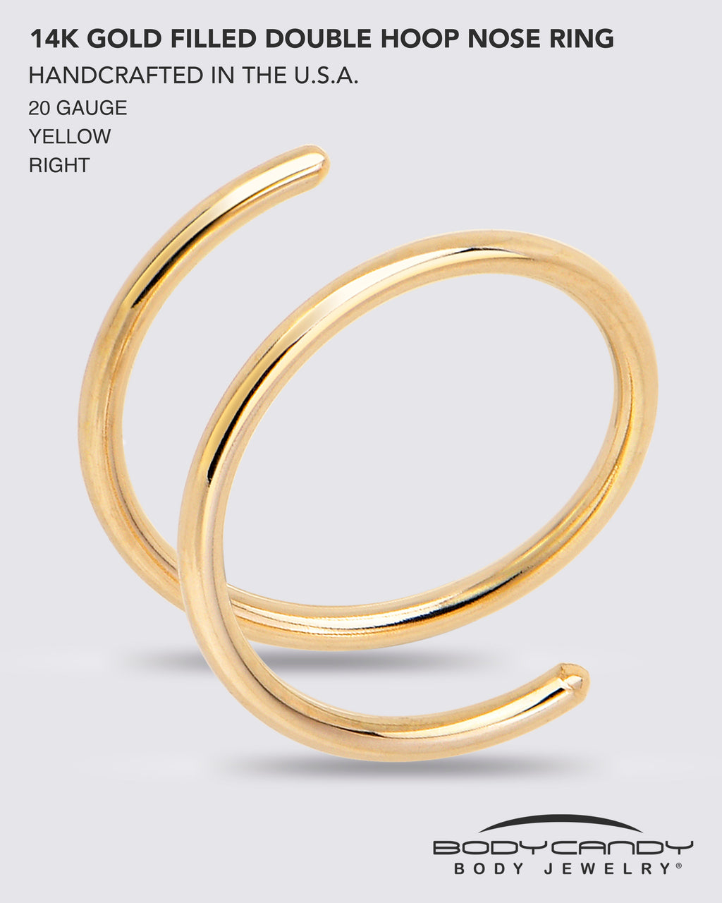 Double Hoop Nose 14k Yellow Gold Filled Spiral Nose Ring 20G 8mm Right