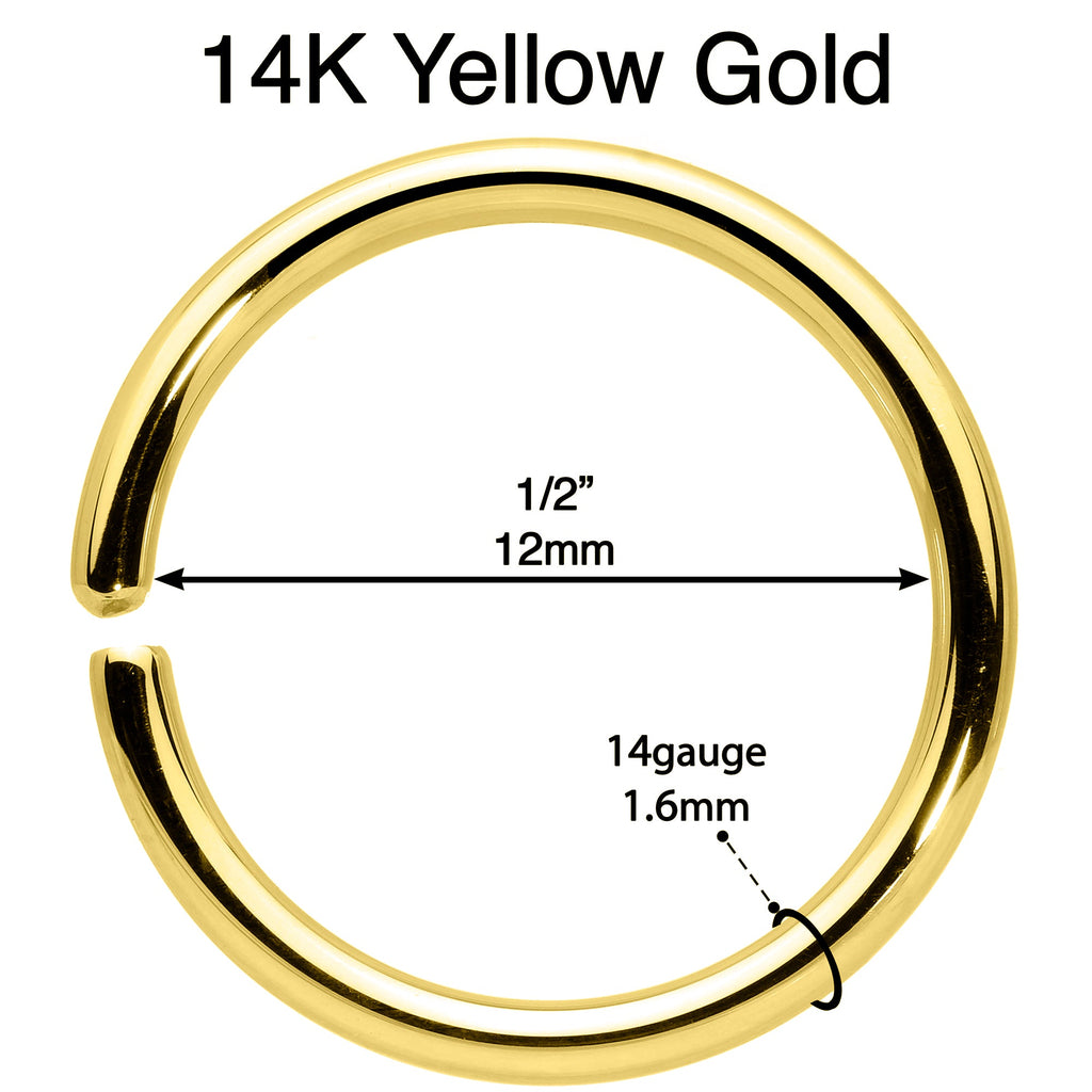 14G 1/2 Handcrafted Solid 14k Yellow Gold Seamless Circular Ring