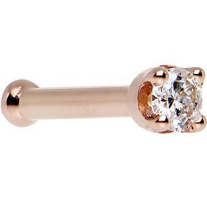 14K Rose Gold 2mm Genuine Diamond Nose Ring