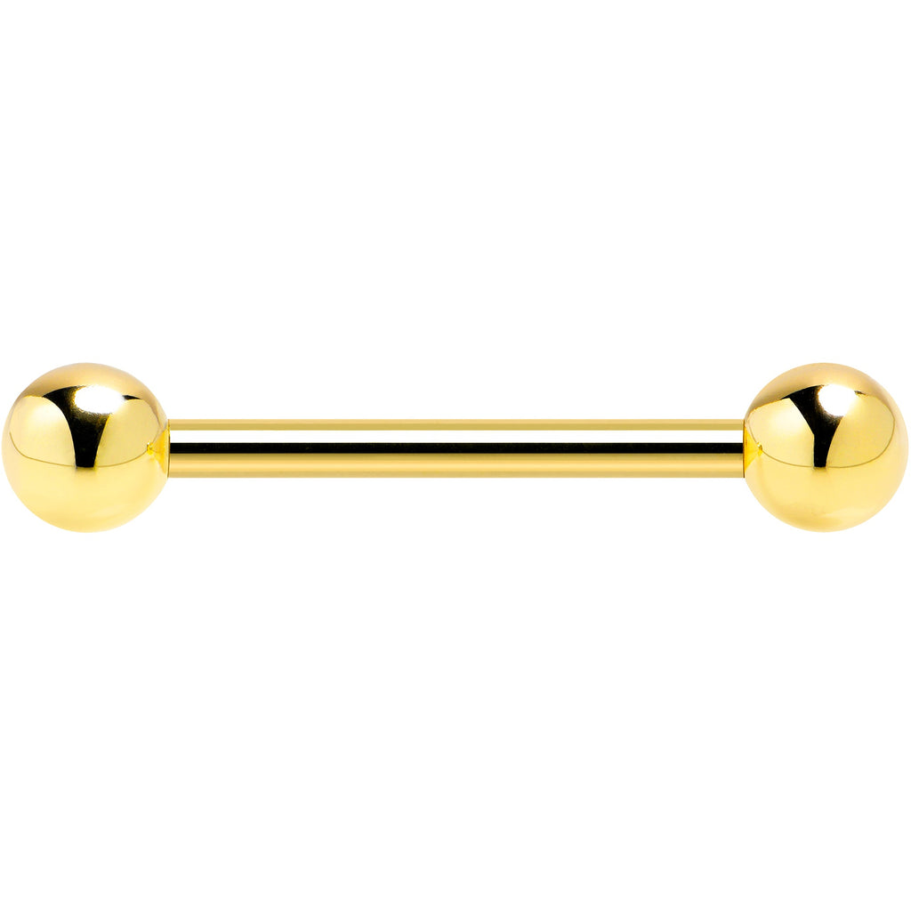 14k Solid Gold Ball Internally Threaded Barbell Tongue Ring