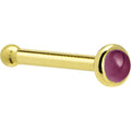 Solid 14K Yellow Gold 2mm Genuine Raspberry Rhodolite Garnet Nose Ring