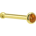 Solid 14K Yellow Gold  2mm Genuine Citrine Saffron Nose Ring