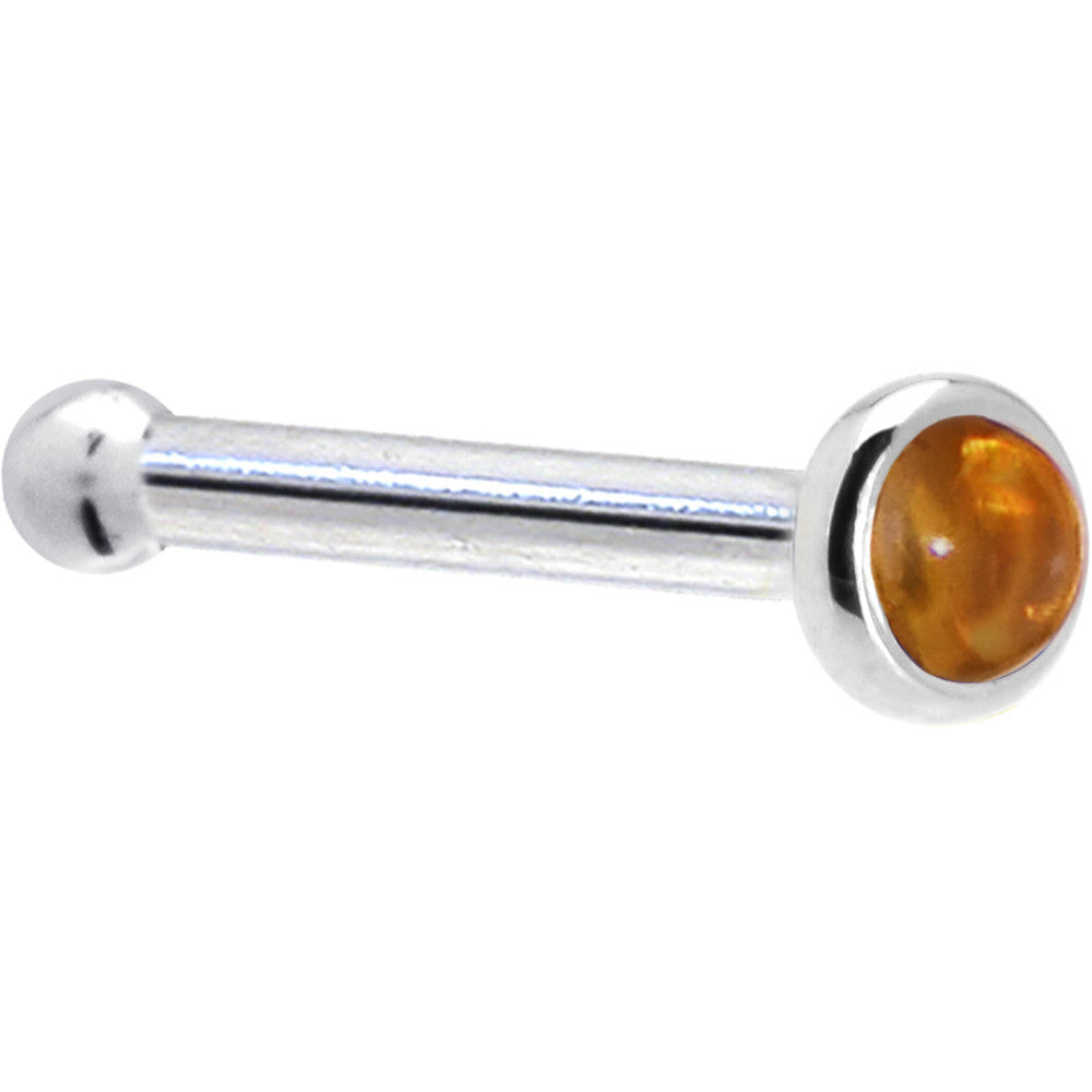 Solid 14K White Gold 2mm Genuine Citrine Saffron Nose Ring