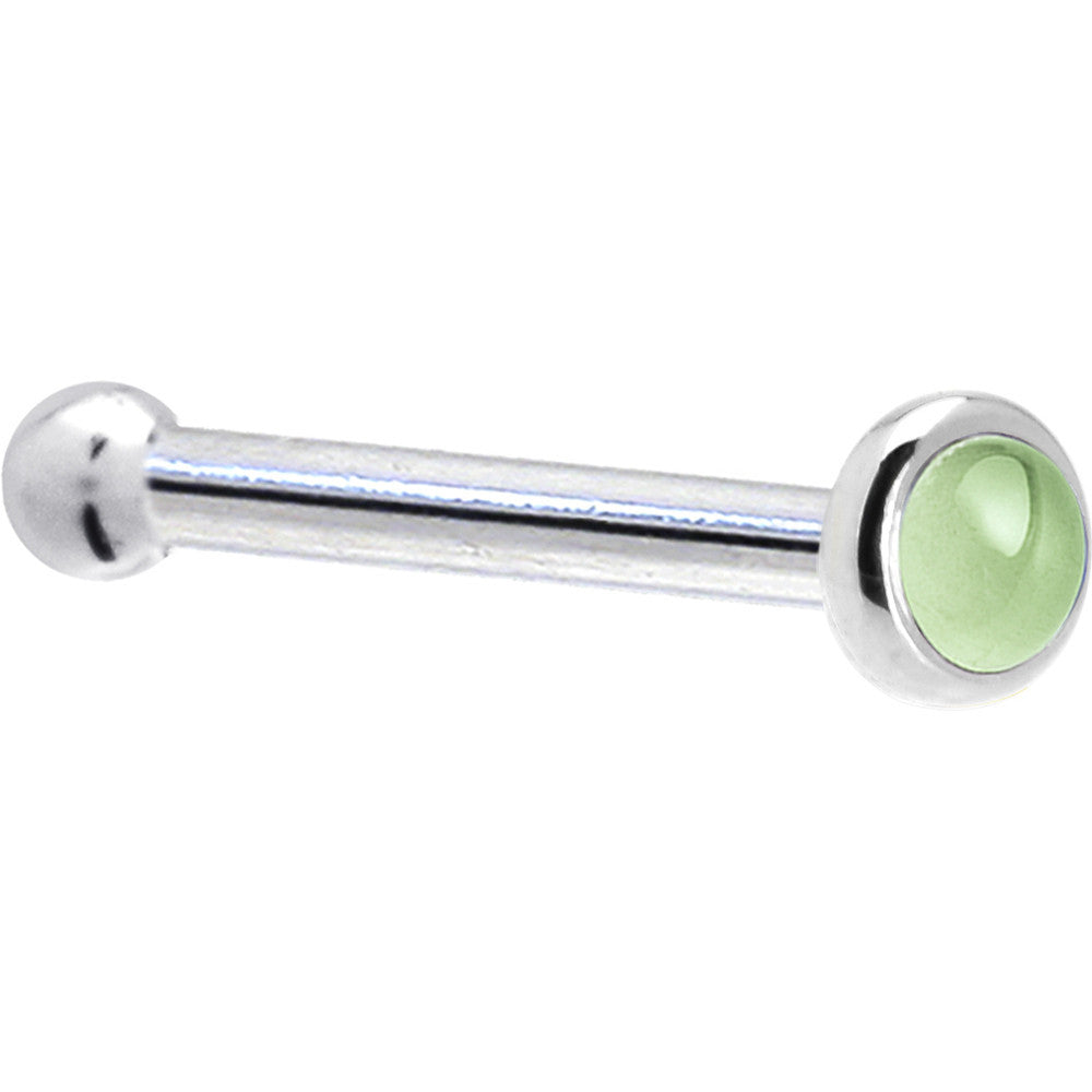 Solid 14K White Gold 2mm Genuine Peridot Nose Ring