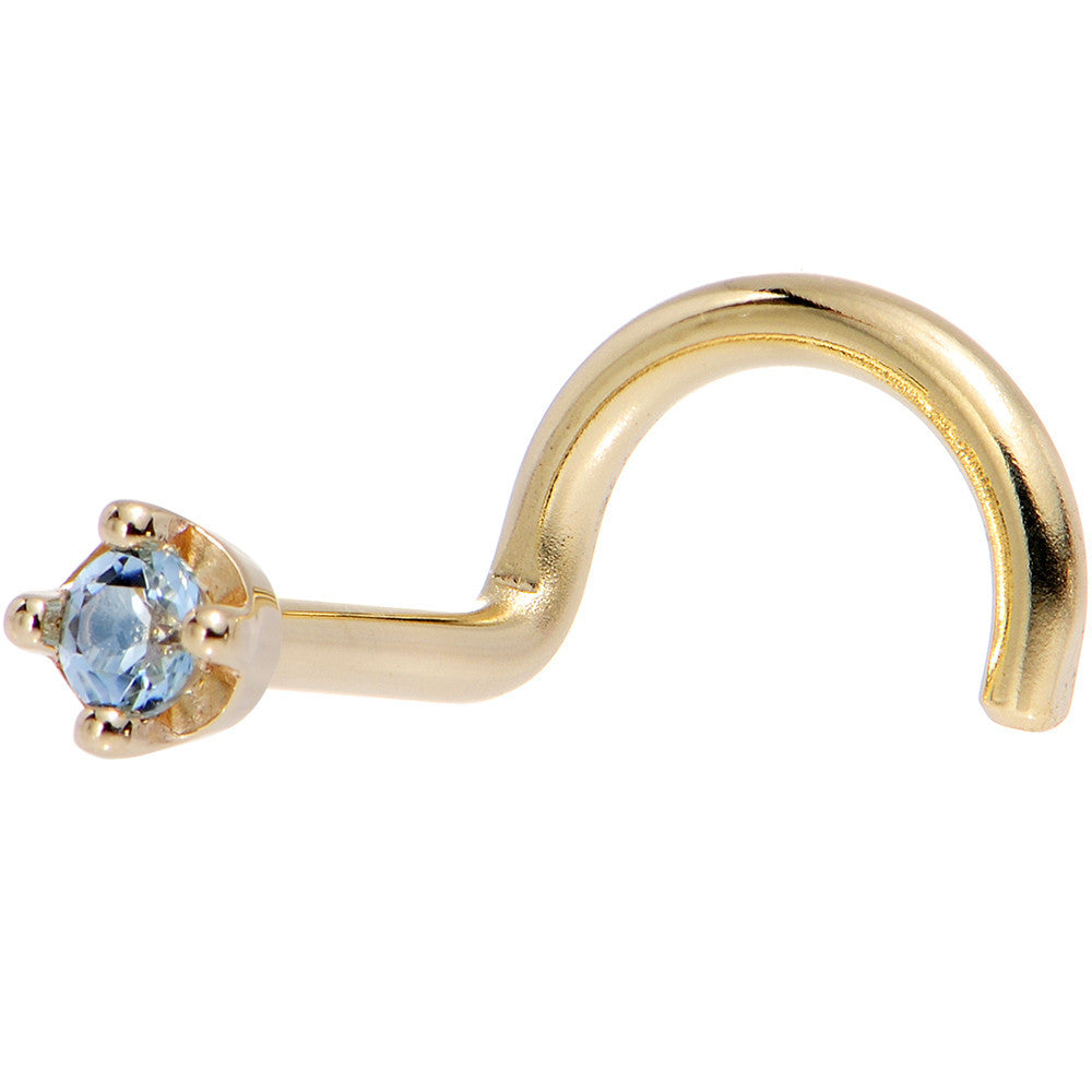 Solid 18K Yellow Gold 1.5mm Genuine Topaz Nose Ring