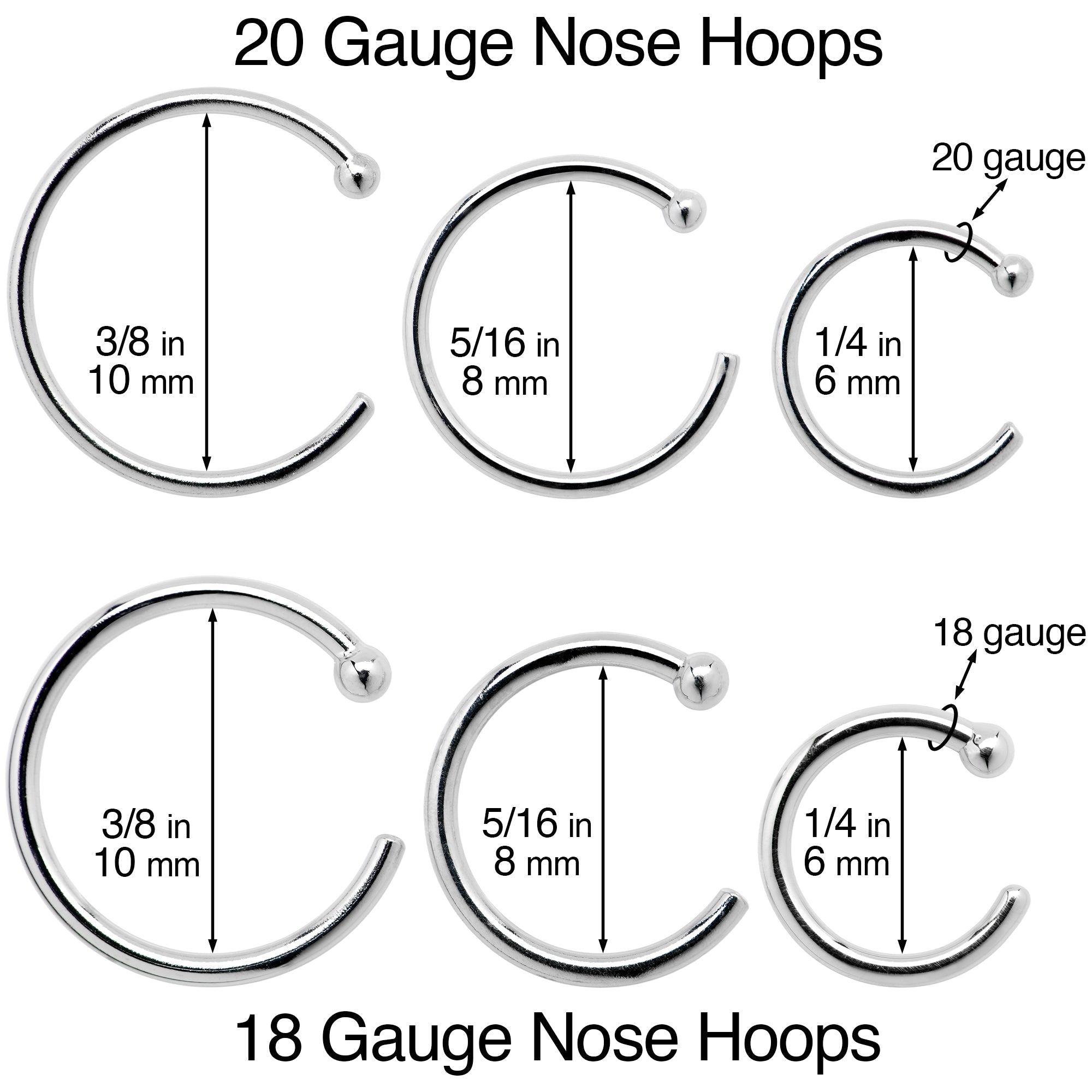 20G 5/16 Solid 18K Rose Gold Nose Hoop