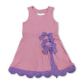 Sleeveless floral bow pink kids girls summer athletic dress