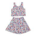 Sleeveless 4th of july popsicle top skirt girls active set