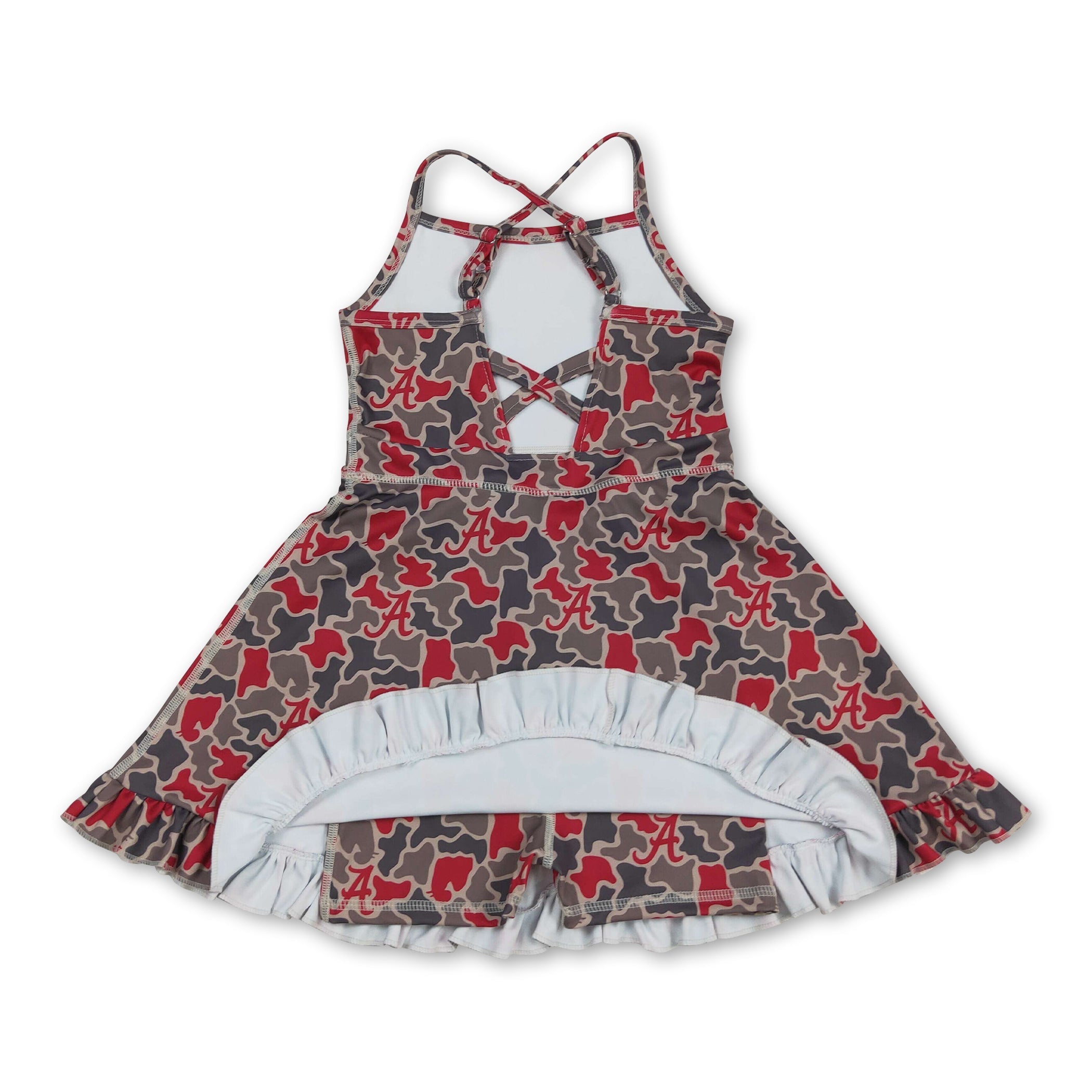 Sleeveless camo A kids girls team athletic dresses