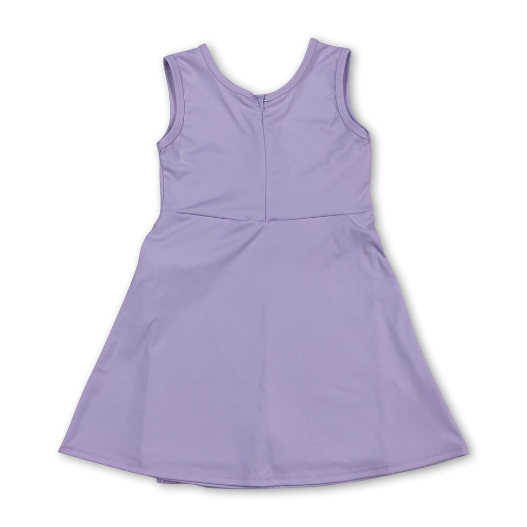 Lavender sleeveless bow kids girls athletic dresses