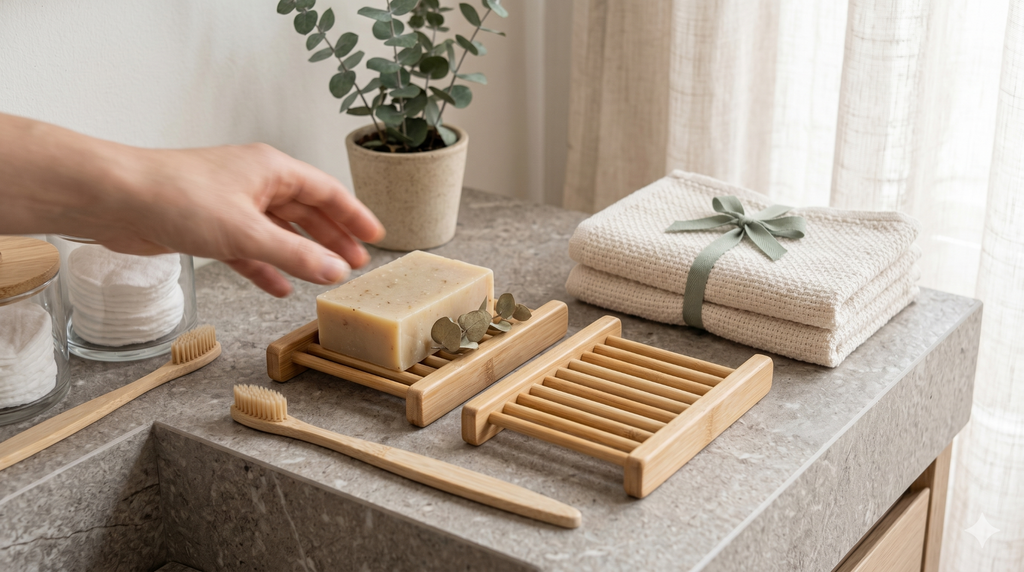 2-Pack Natural Bamboo Soap Bar Dish
