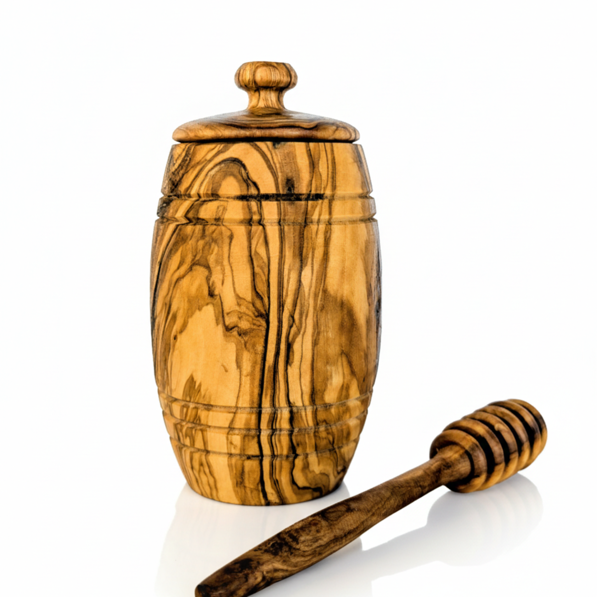 Olive Wood Honey Pot w/Honey Dipper