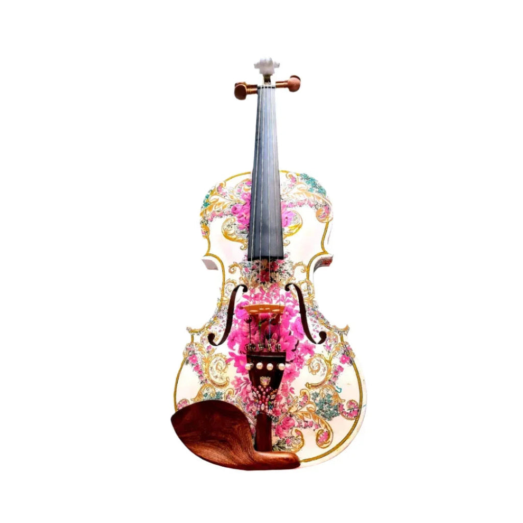Gilded Age Violin Outfit | Crystal & Pearl Tailpiece, Carbon Fiber Bow