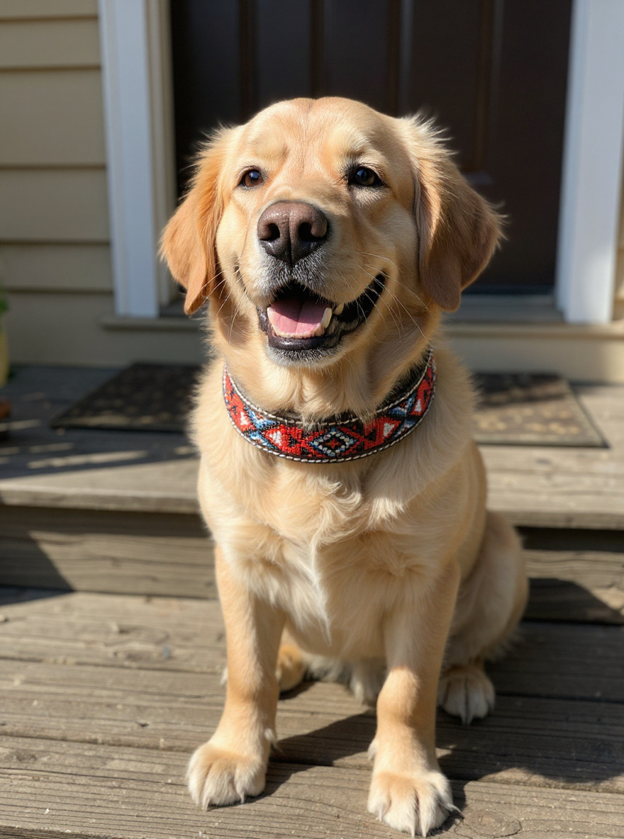 Epic Padded Leather Dog Collar with Beaded Design H