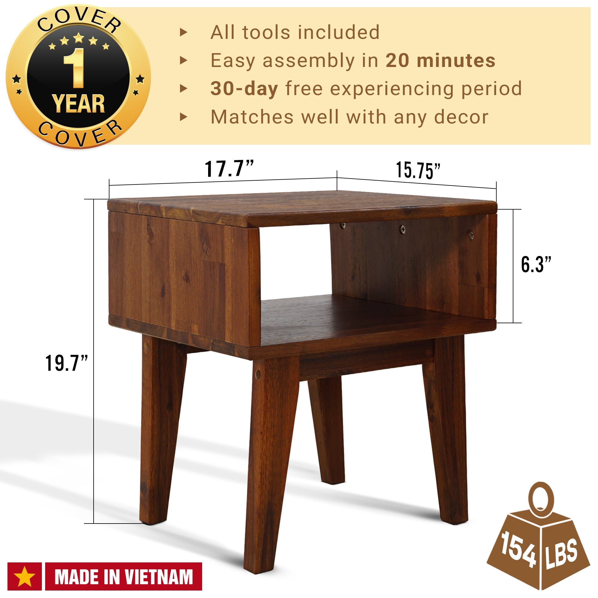 Serena Solid Wood Nightstand