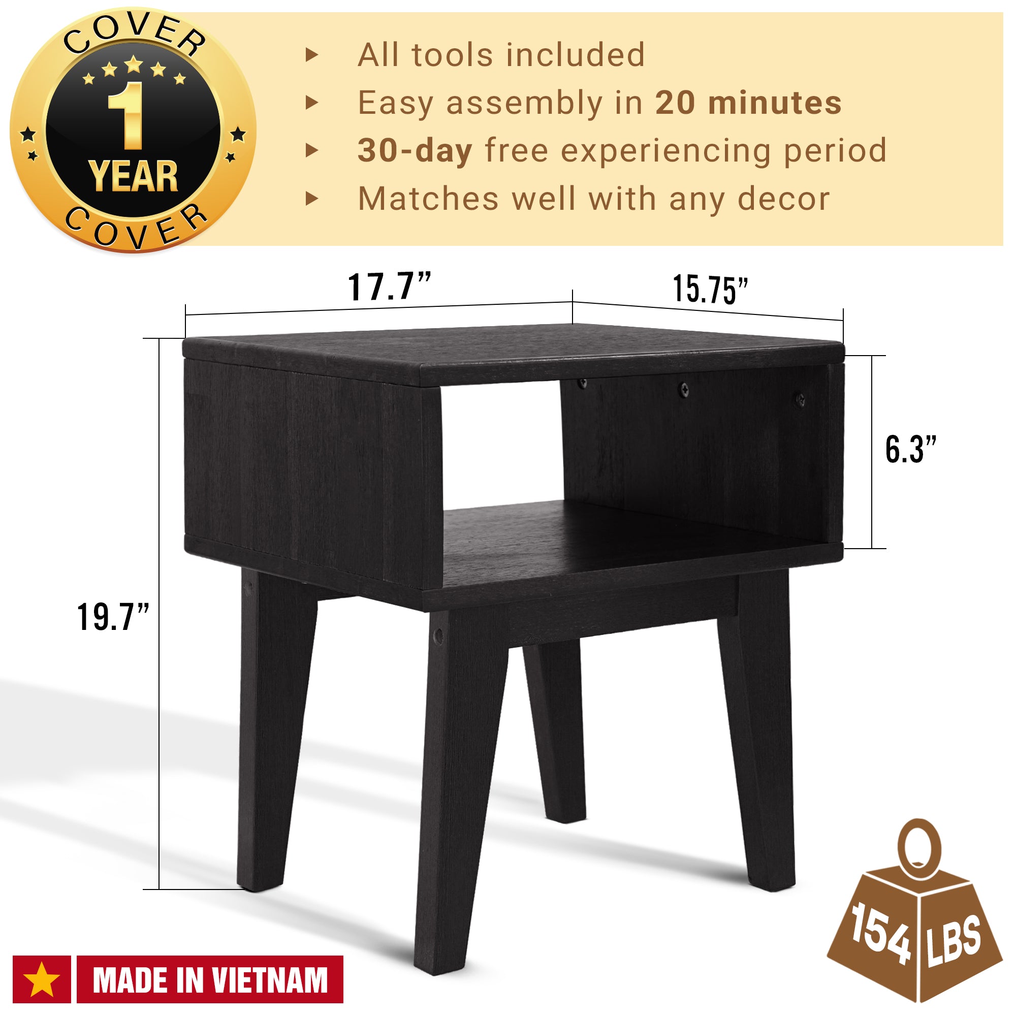 Serena Solid Wood Nightstand