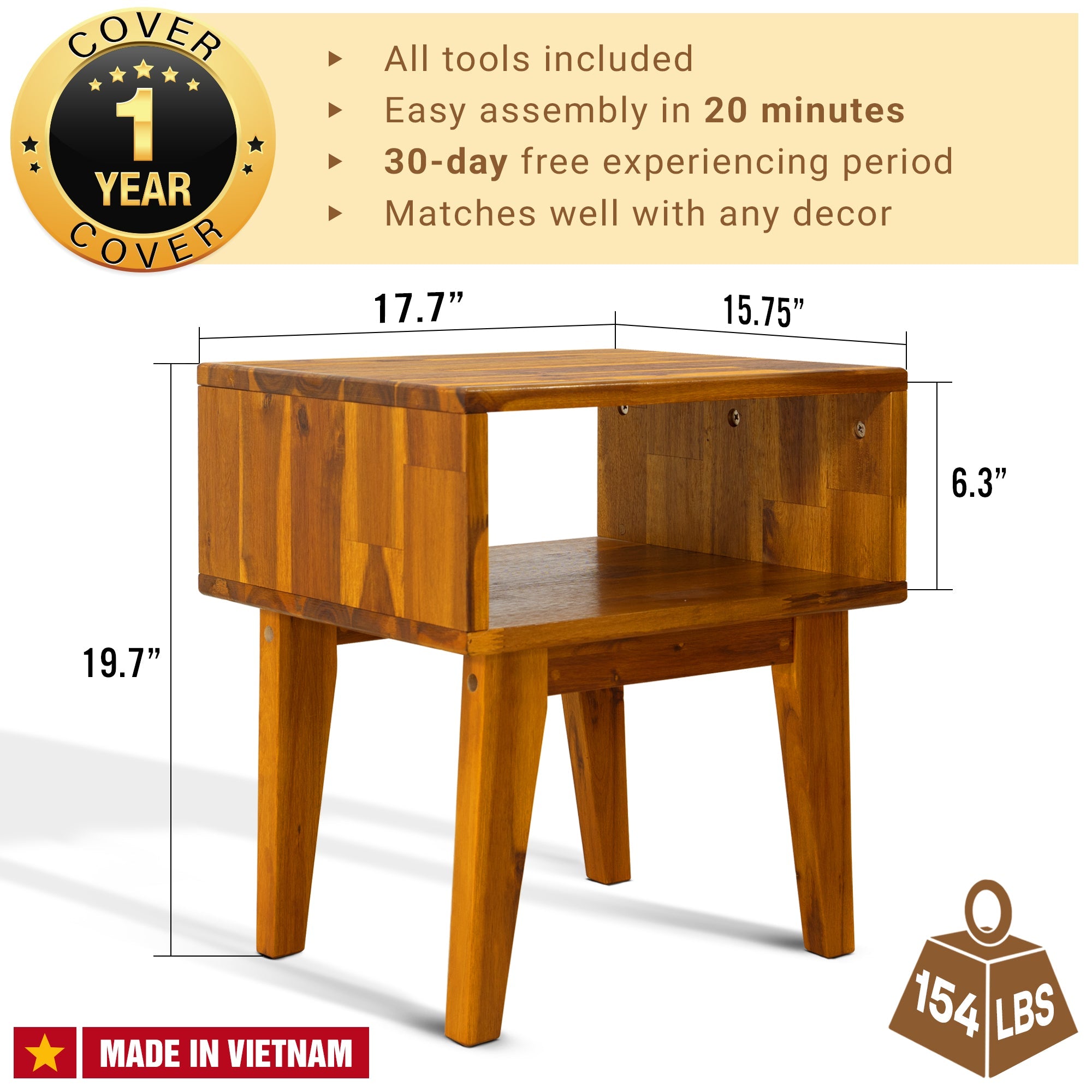 Serena Solid Wood Nightstand