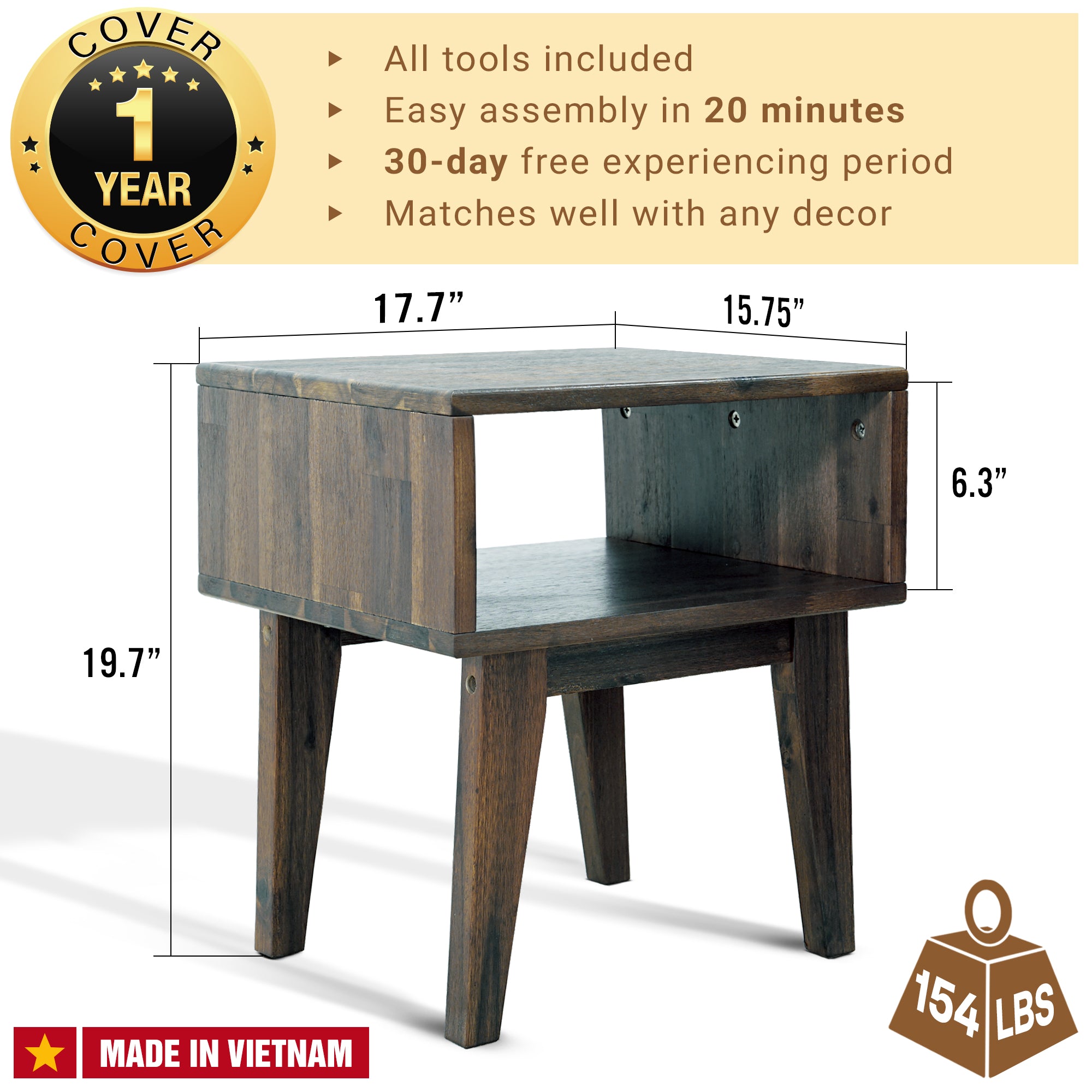 Serena Solid Wood Nightstand
