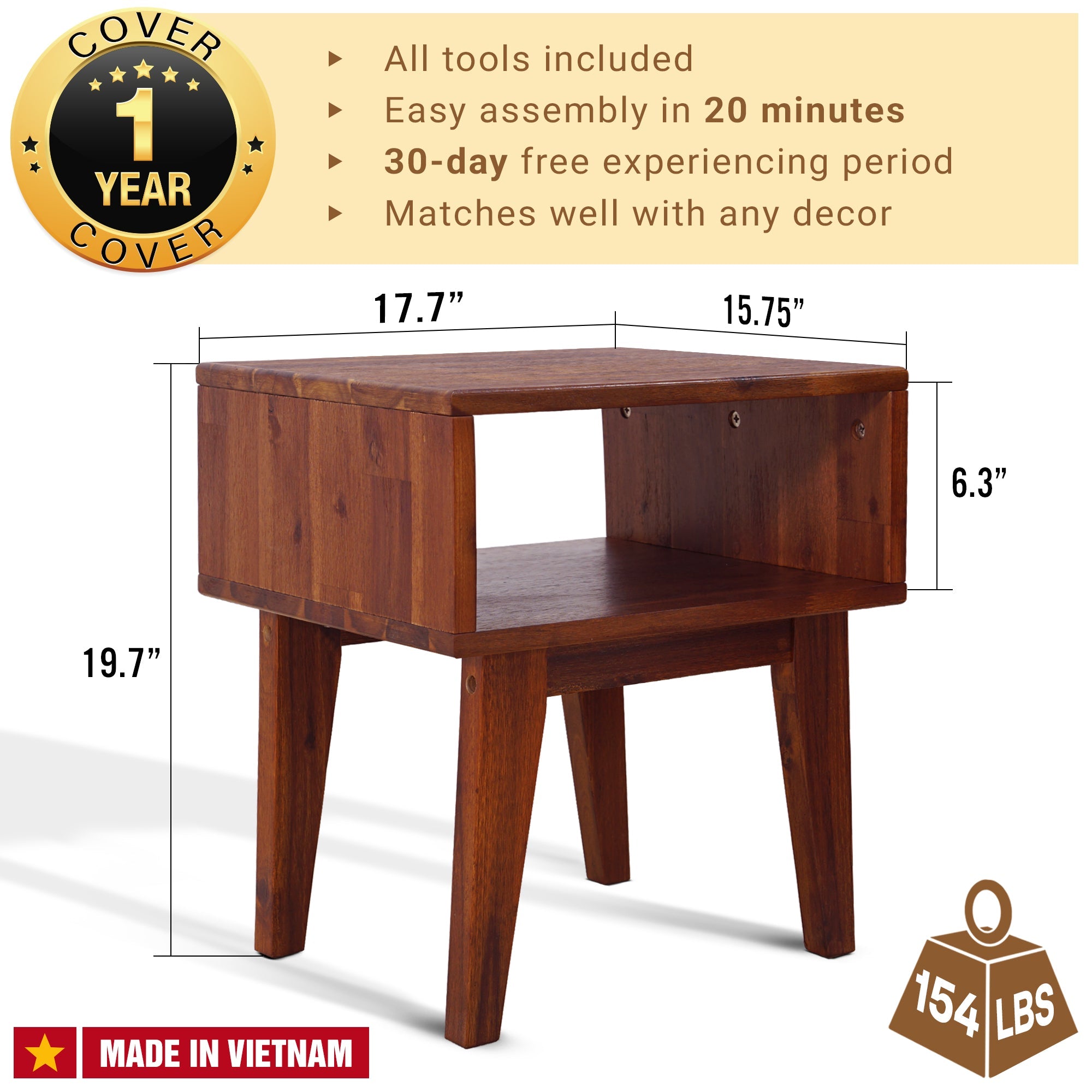 Serena Solid Wood Nightstand
