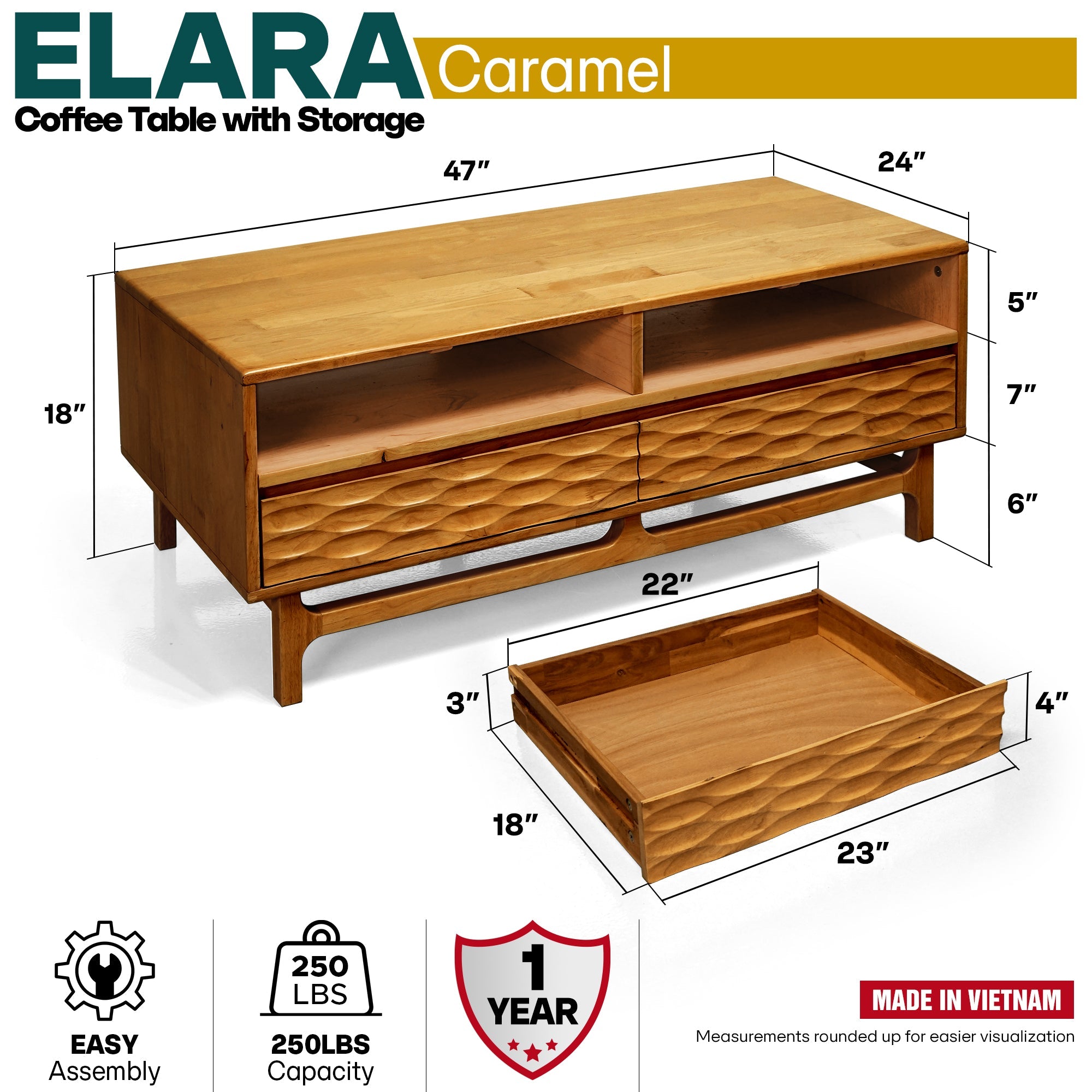 Elara Wooden Coffee Table