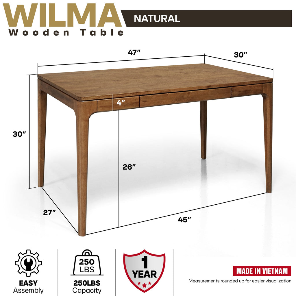 Wilma 48" Rubber Wood Desk