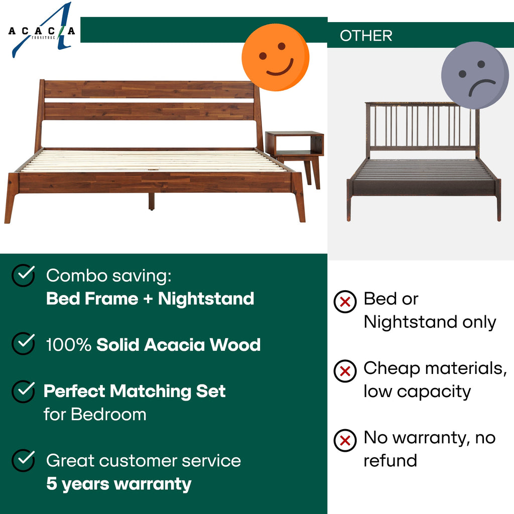 [Buy 1 Get 1] Callisto Solid Wood Bed Frame and Nightstand