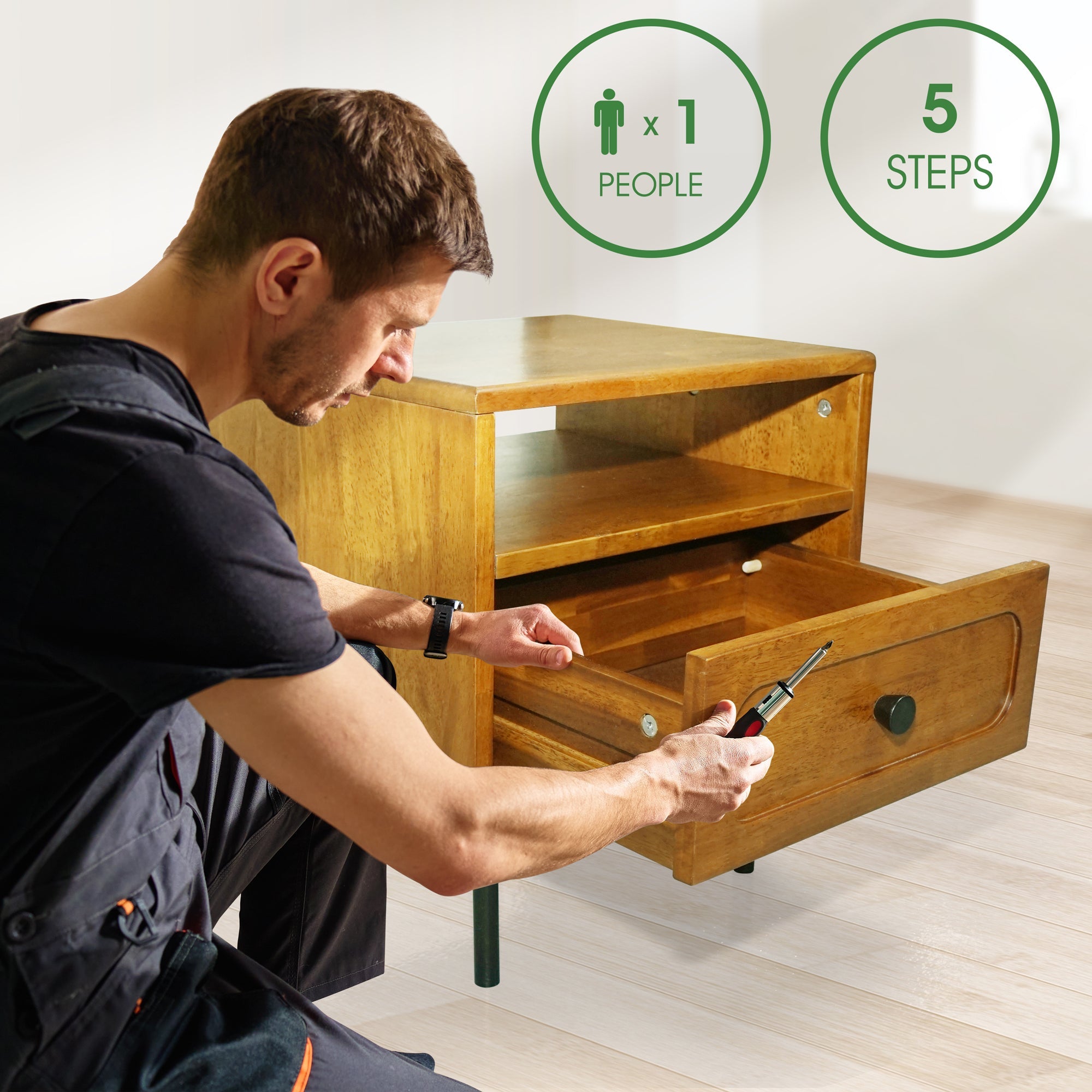 Savana Solid Wood Single-Drawer Nightstand
