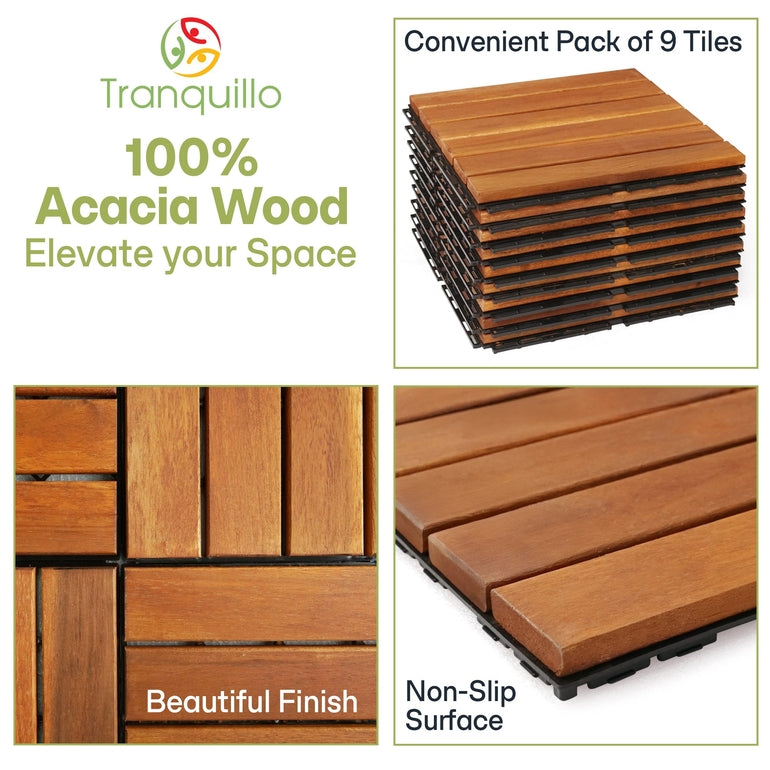 Solid Wood Deck Tiles 6 Slat Set 9