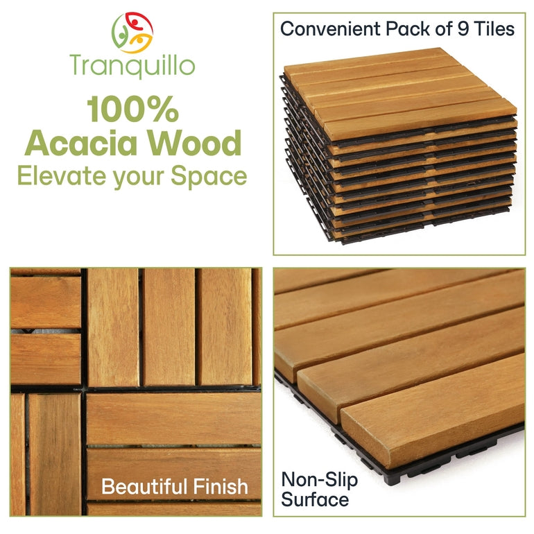 Solid Wood Deck Tiles 6 Slat Set 9