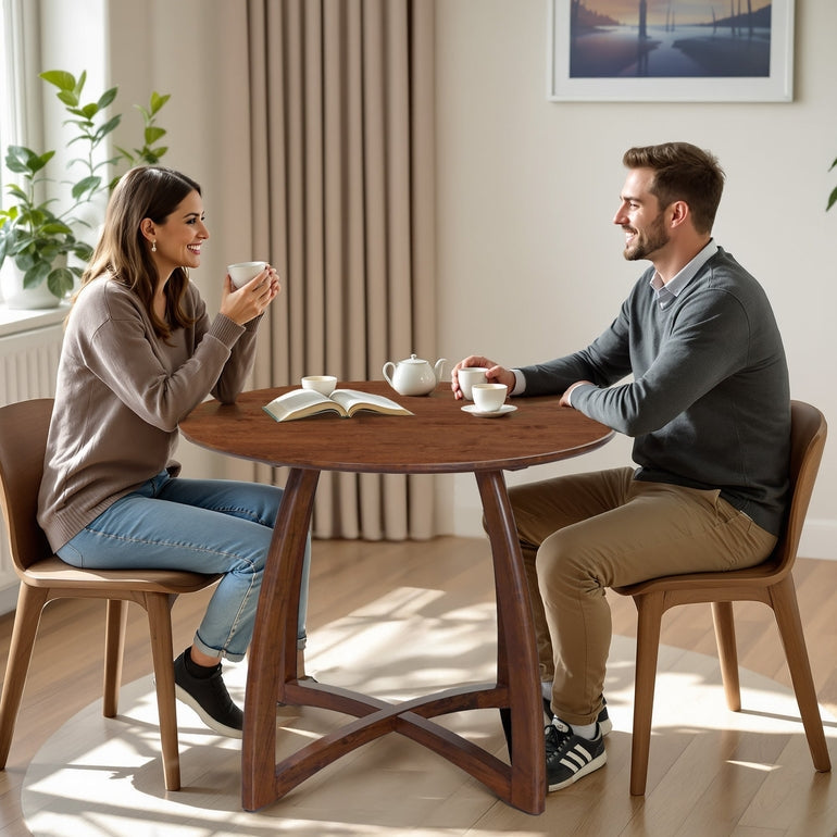 Alma 36 Inches Round Dining Table for 4, Mid-Century Modern Kitchen & Dining Room Tables