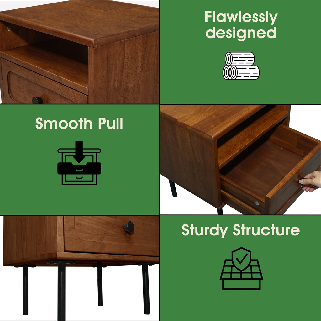 Savana Solid Wood Single-Drawer Nightstand
