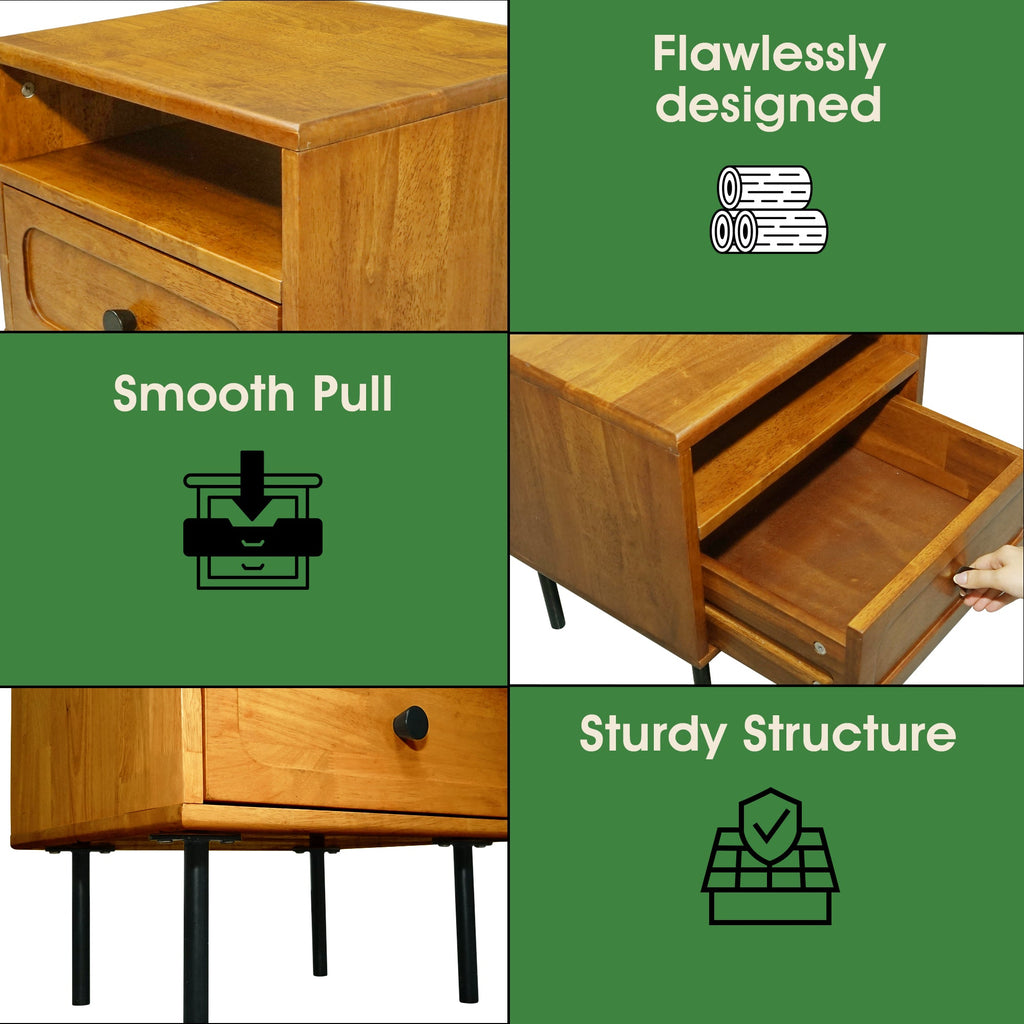 Savana Solid Wood Single-Drawer Nightstand