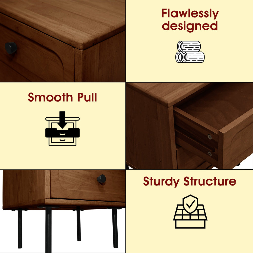Savana Solid Wood 2-Drawer Nightstand