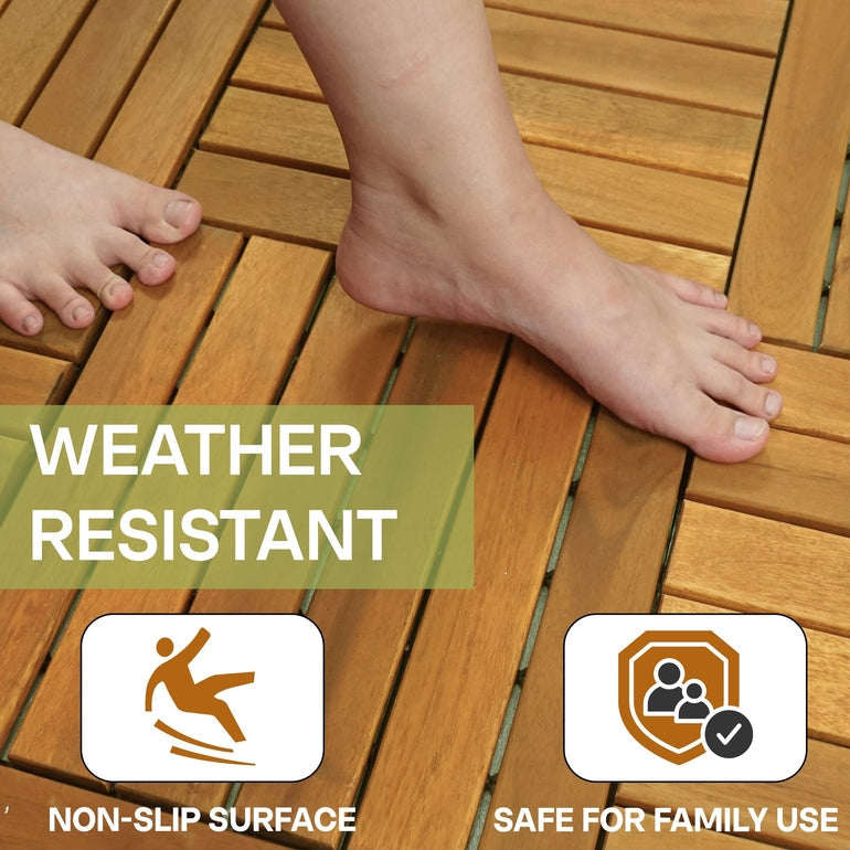 Solid Wood Deck Tiles 6 Slat Set 9