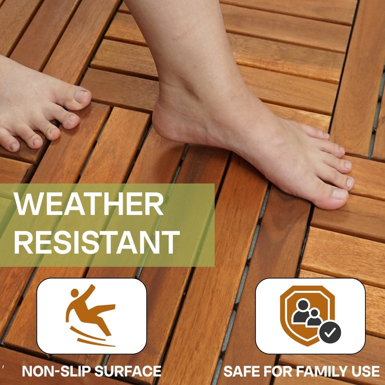 Solid Wood Deck Tiles 6 Slat Set 9