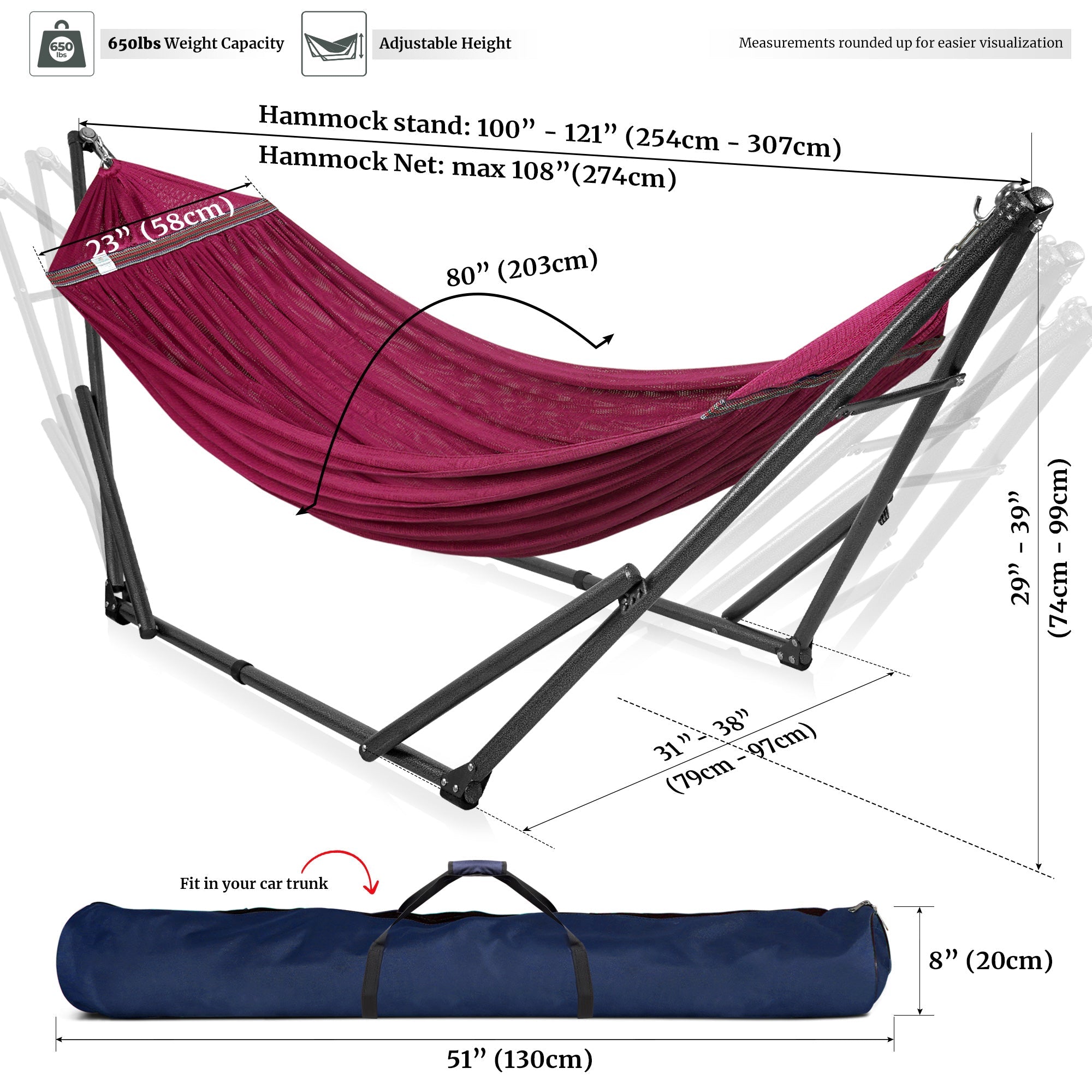 Tranquillo Universal Hammock with Medium Size Stands for Ultimate Relaxation - Ideal Universal Hammock Stands - Medium Size