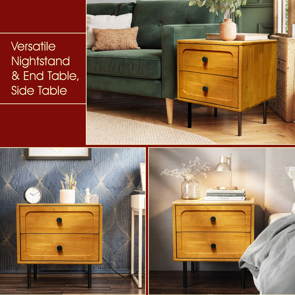 Savana Solid Wood 2-Drawer Nightstand