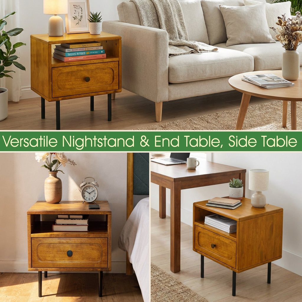 Savana Solid Wood Single-Drawer Nightstand