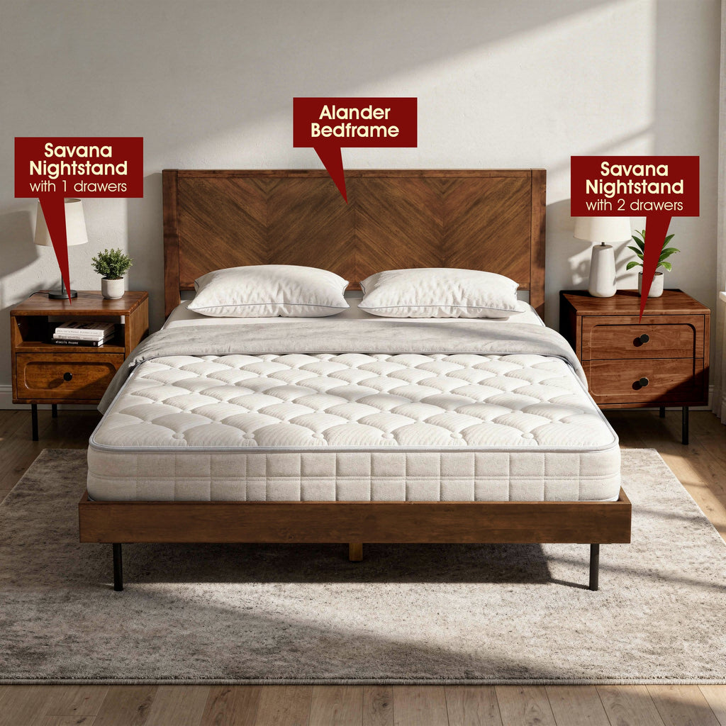 Savana Solid Wood 2-Drawer Nightstand
