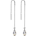 Handcrafted Silvery Threader Earrings Created with Crystals