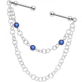 Chain Link Double Industrial Barbell Created with Crystals