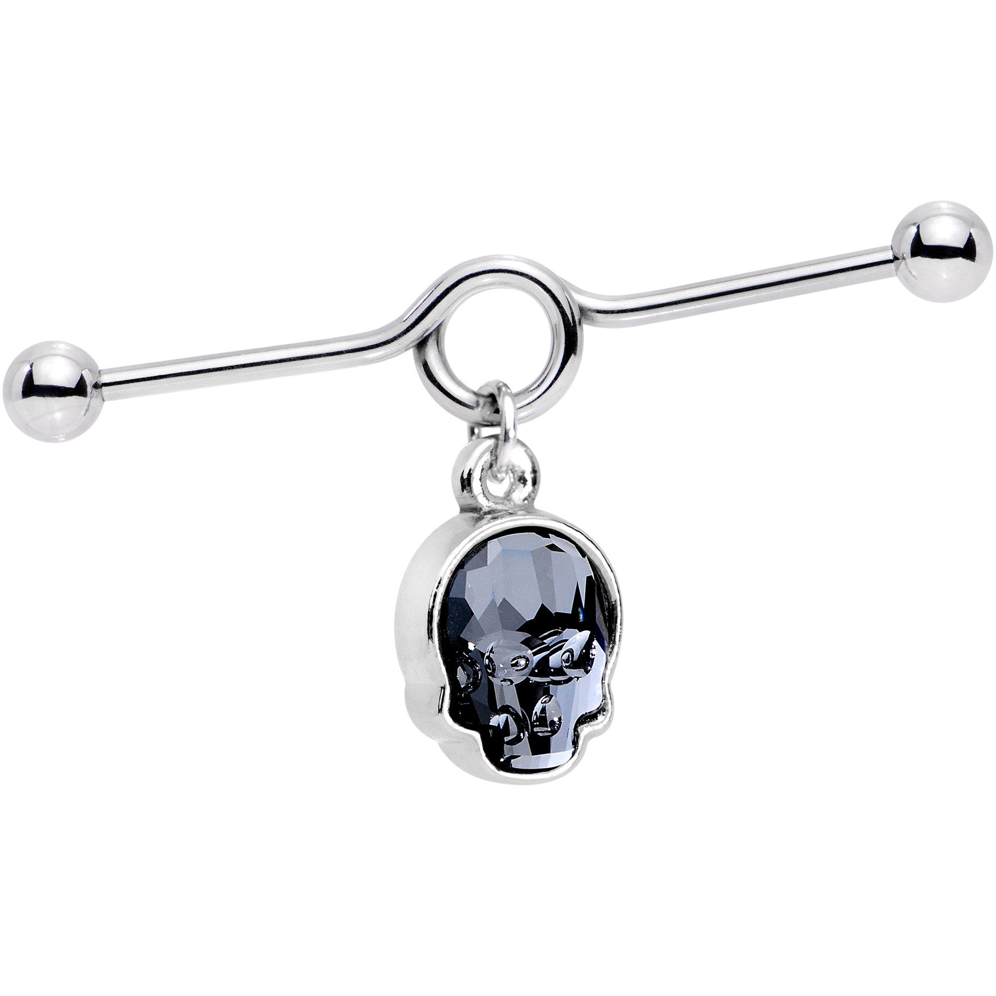 Sugar Skull Industrial Barbell Created with Crystals