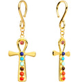 Handcrafted Gold Plated Balanced Life Chakra Ankh Ear Weights
