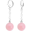 Handcrafted Pink Quartz Jawbreaker Dangle Fishhook Earrings