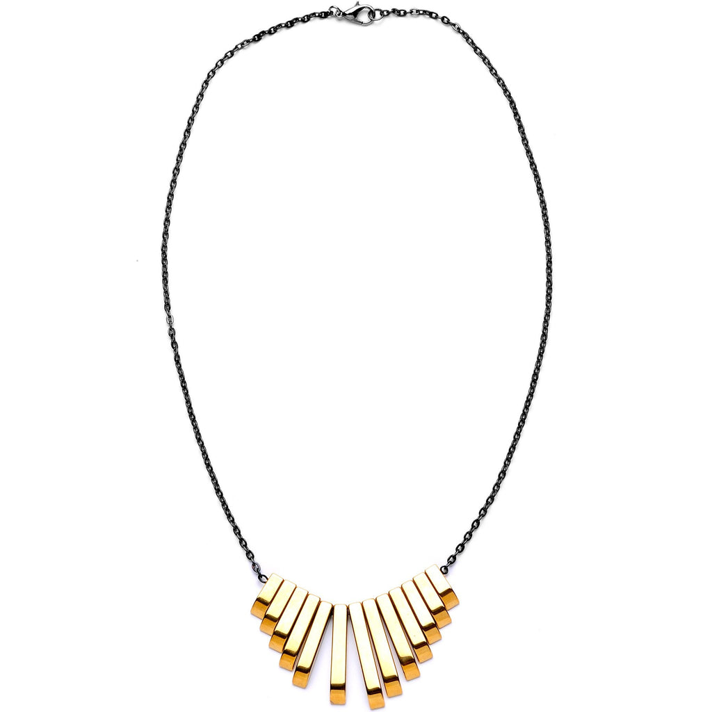 Handcrafted Natural Hematite Gunmetal Plated Chain Necklace