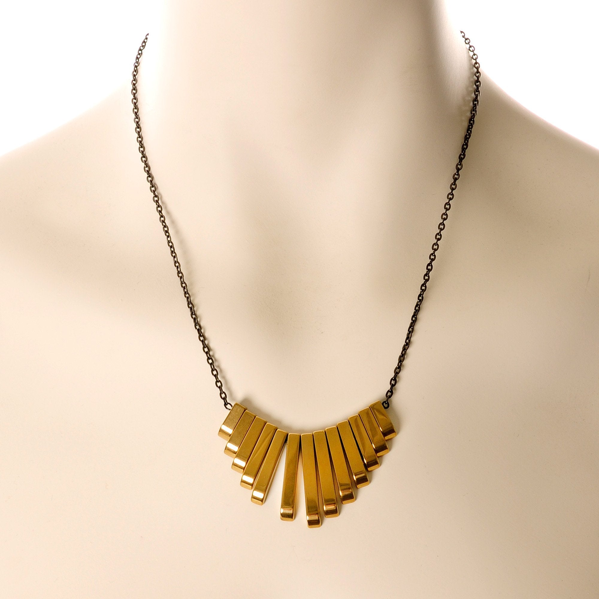 Handcrafted Natural Hematite Gunmetal Plated Chain Necklace