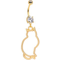 Handcrafted Gold Tone Anodized Kitty Cat Silhouette Dangle Belly Ring