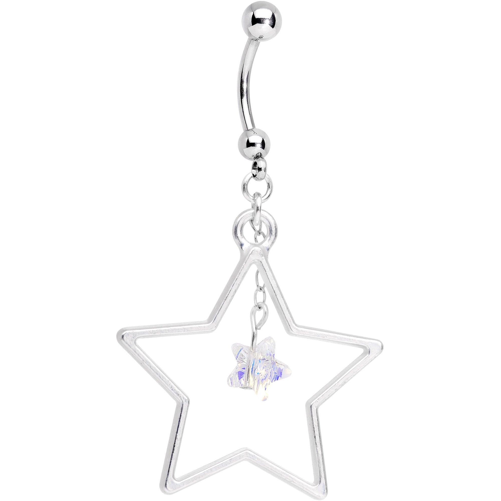 Handmade Starlight Dangle Belly Ring Created with Crystals